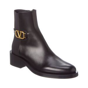 Valentino Vlogo Signature Leather Loafer, Black